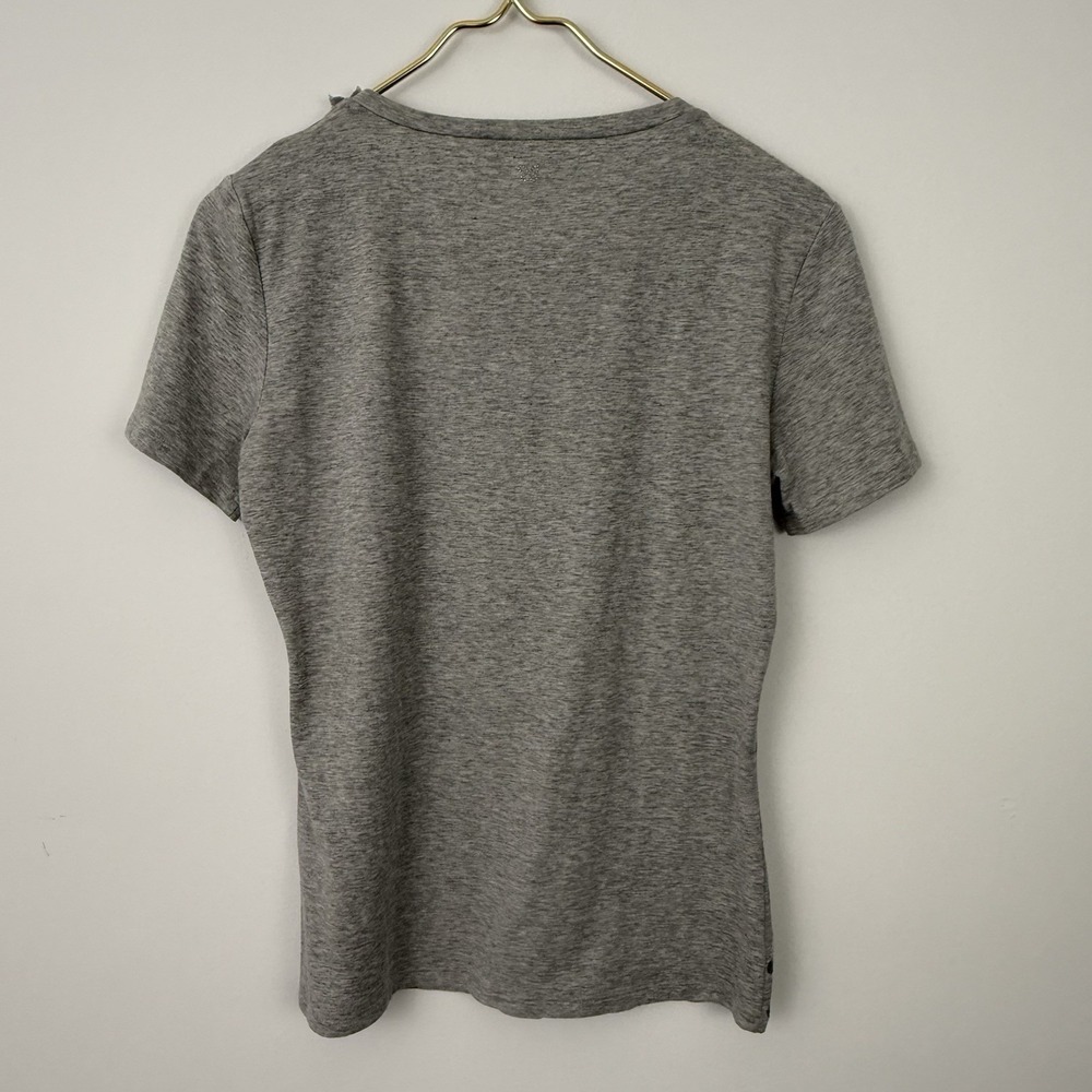 MAXMARA WEEKEND Gray TOP M Silver Beaded T-Shirt Polka Dot Ruffle Party Tissue - Picture 10 of 16